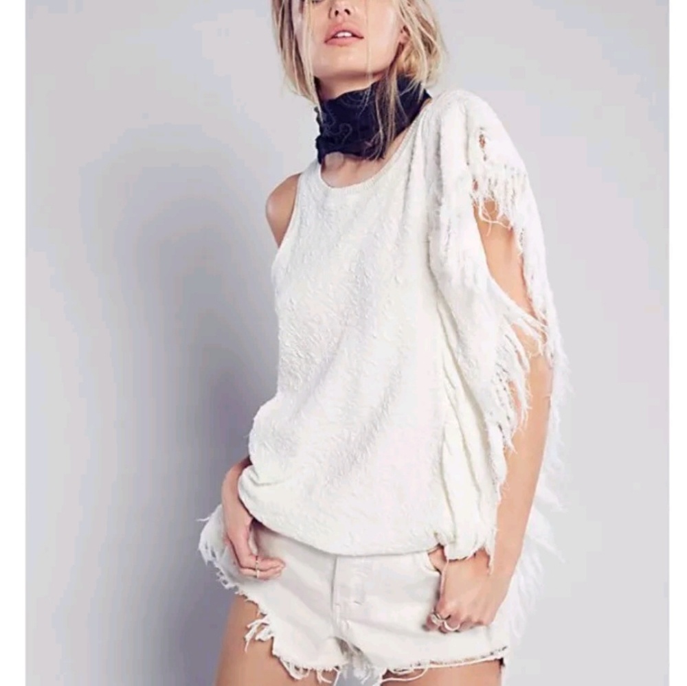Free People Ivory Treat Me Tender Top